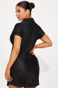 Madelyn Mini Shirt Dress - Black sold by Fashion Nova
