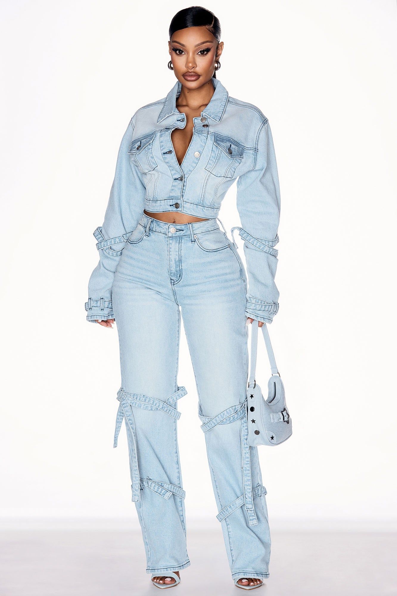 All Tied Up Stretch Denim Jacket - Light Wash sold by Fashion Nova product image thumbnail 2