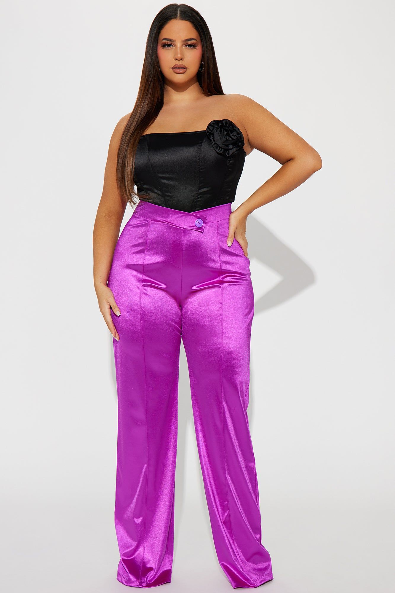 Call It Even Wide Leg Satin Dress Pants - Magenta sold by Fashion Nova product image thumbnail 4