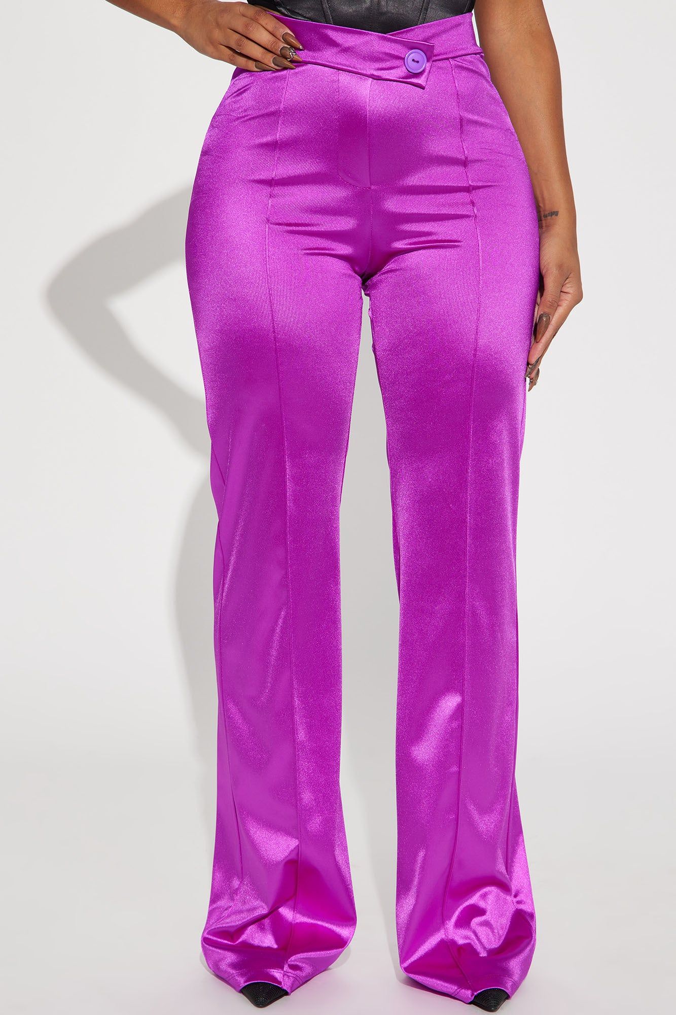 Call It Even Wide Leg Satin Dress Pants - Magenta sold by Fashion Nova product image thumbnail 2