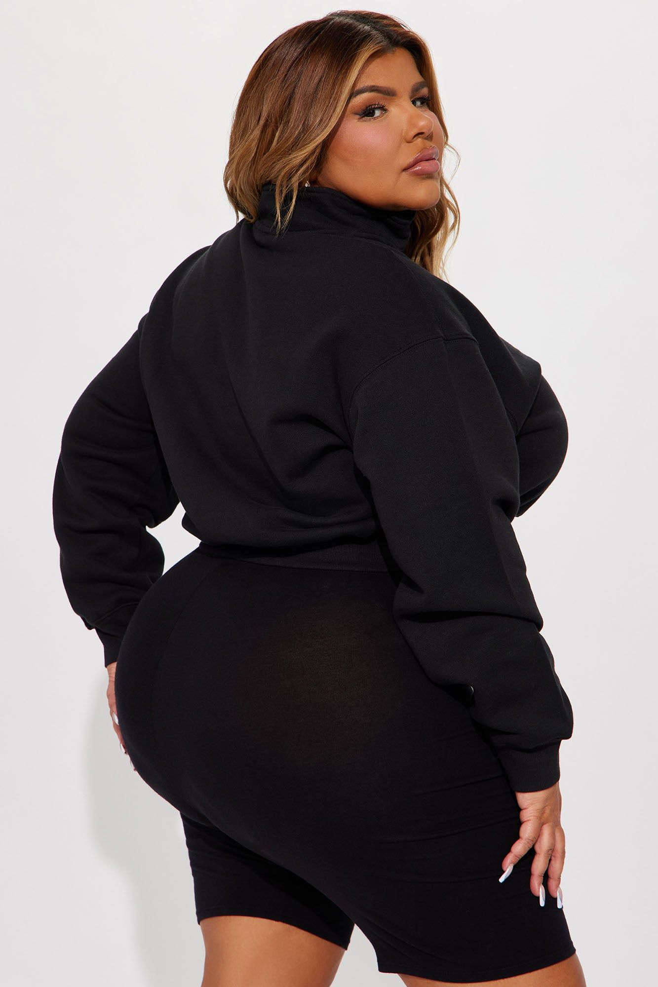 Olivia Cropped Half Zip Pull Over - Black sold by Fashion Nova product image thumbnail 3