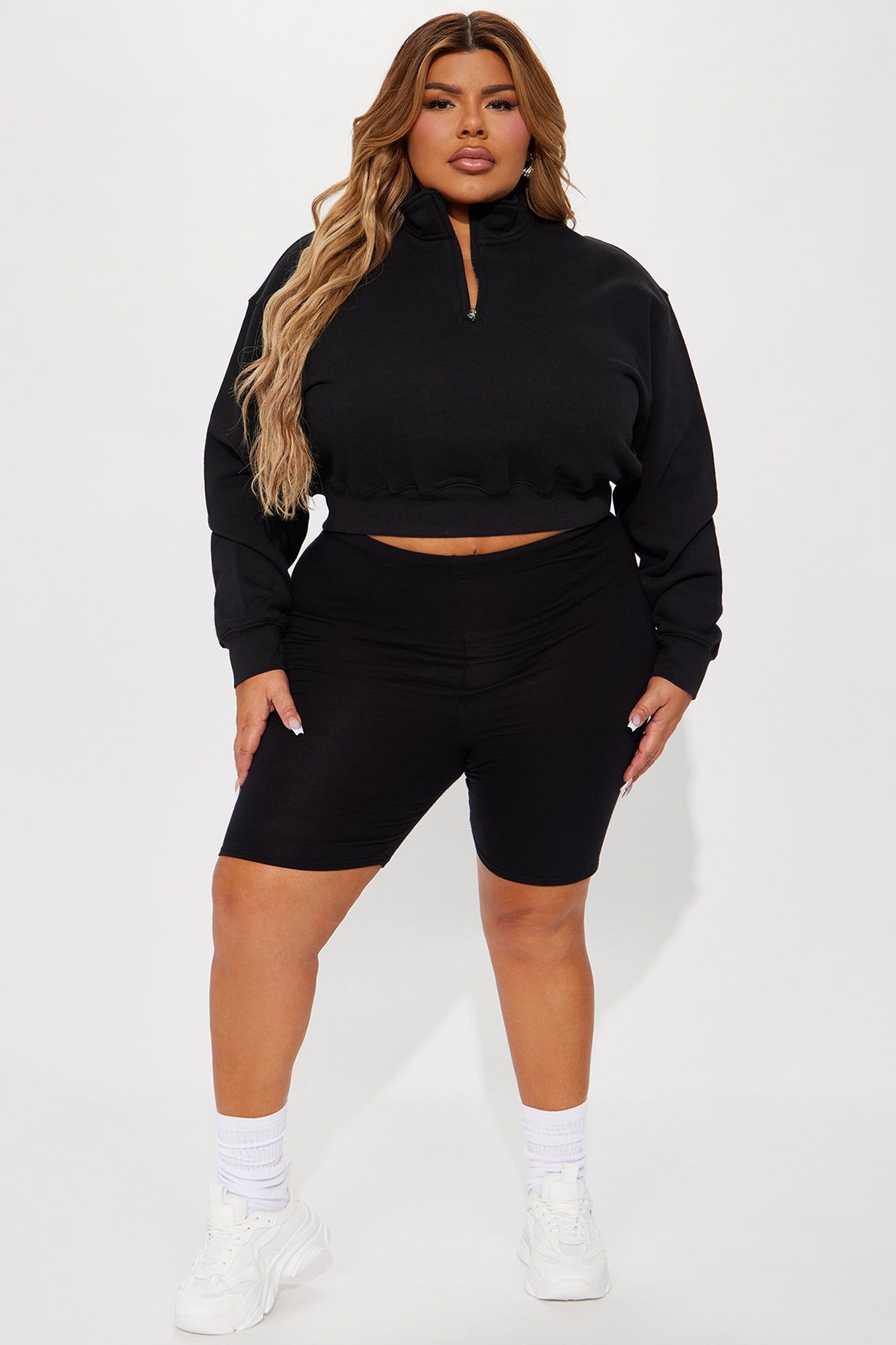 Olivia Cropped Half Zip Pull Over - Black sold by Fashion Nova product image thumbnail 2