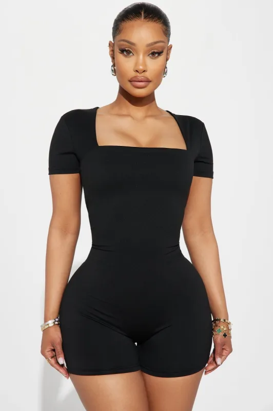 Yessica Seamless Romper - Black sold by Fashion Nova