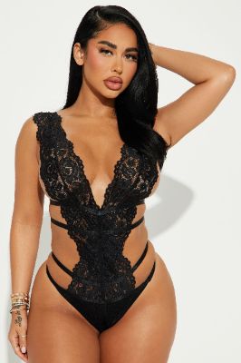 Wrap Me In Lace Teddy - Black sold by Fashion Nova