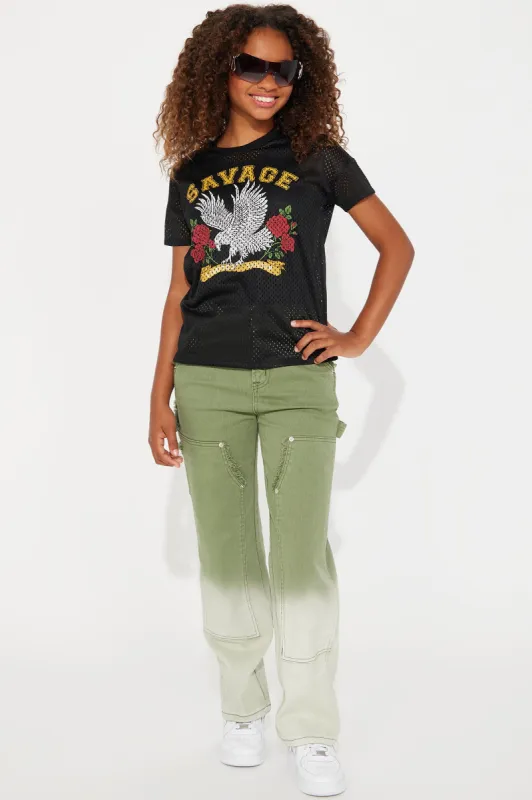 Mini Love Is Alive Carpenter Pants - Olive sold by Fashion Nova