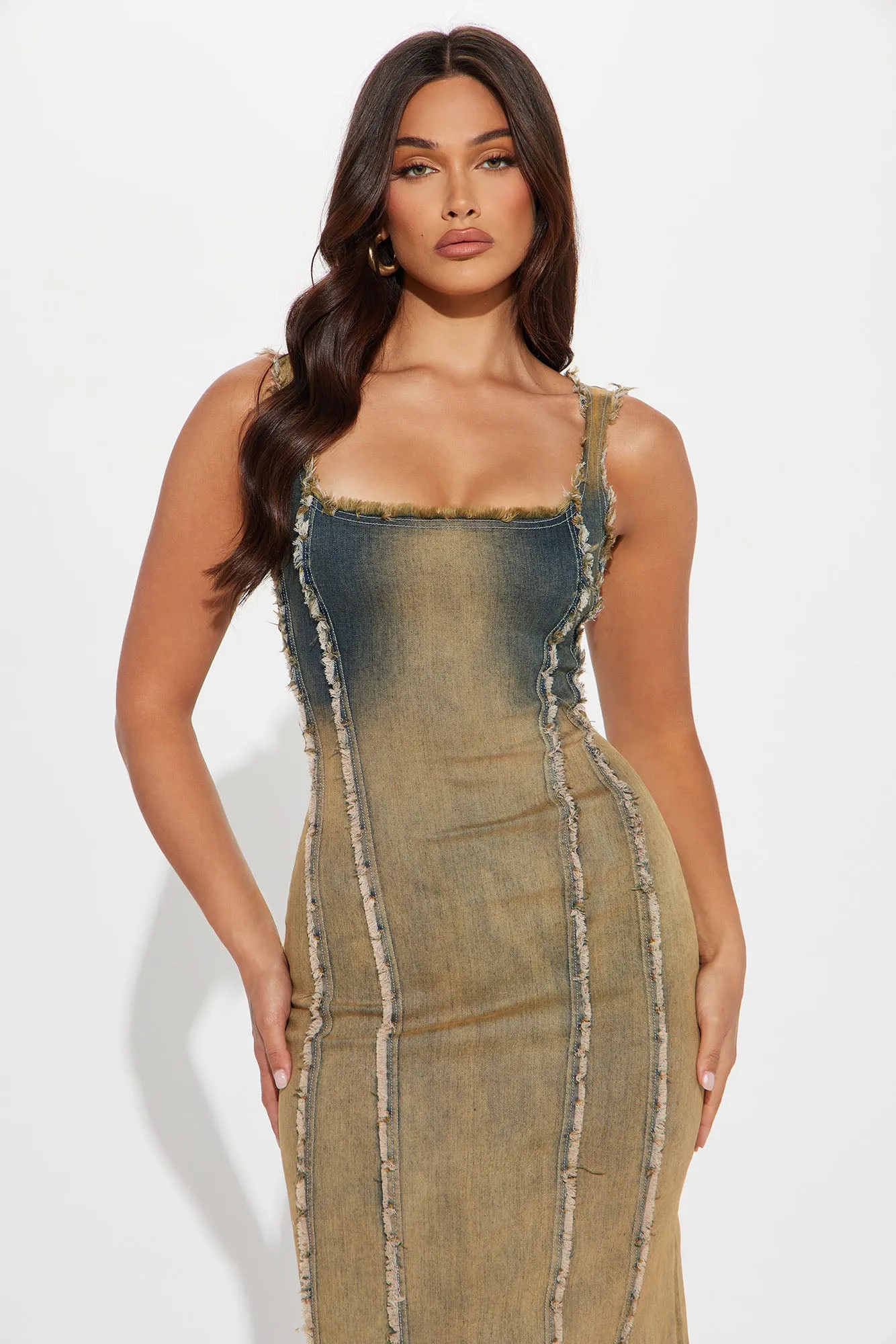 Denise Washed Denim Maxi Dress - Tan sold by Fashion Nova product image thumbnail 2