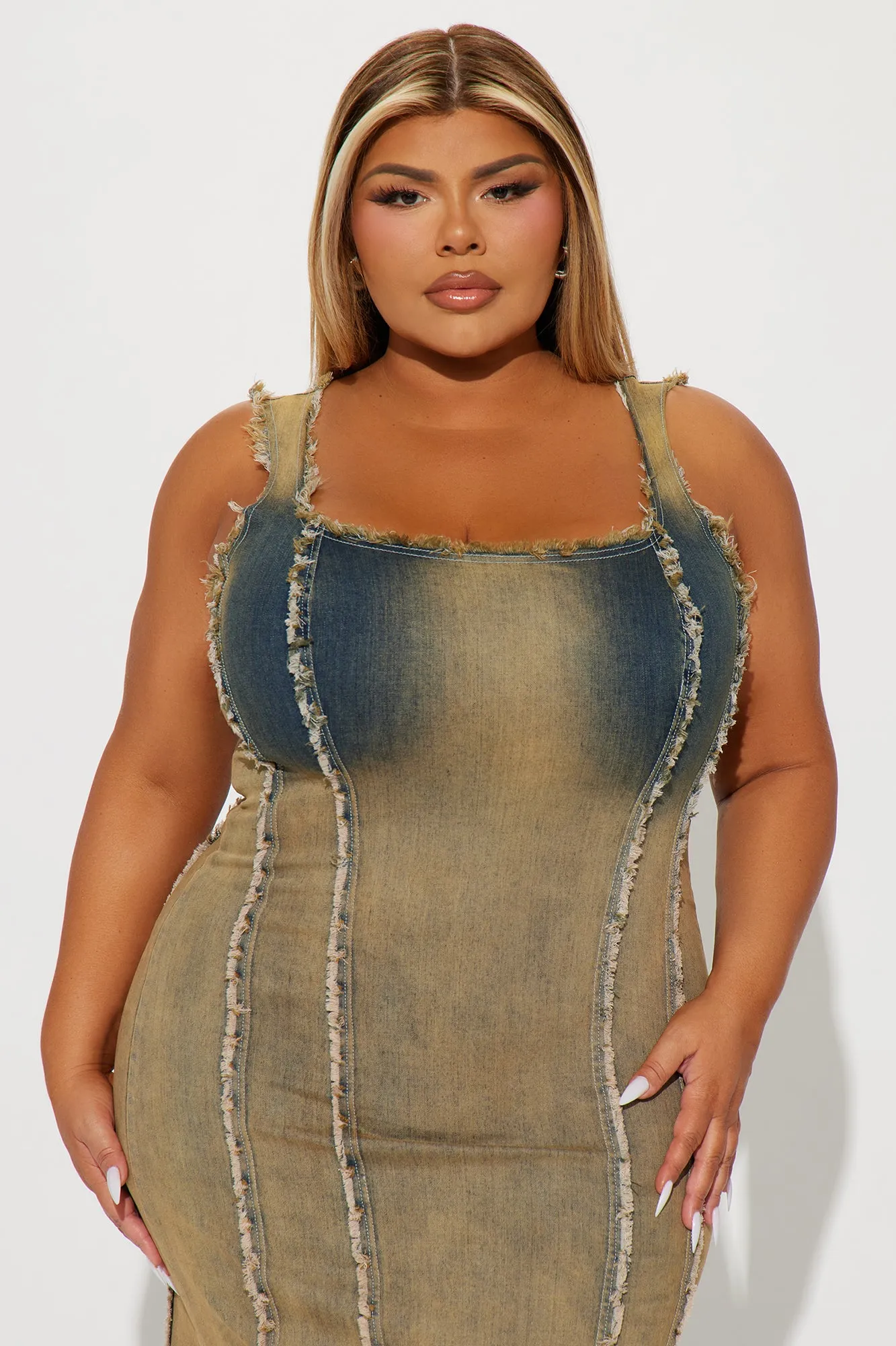 Denise Washed Denim Maxi Dress - Tan sold by Fashion Nova product image thumbnail 5