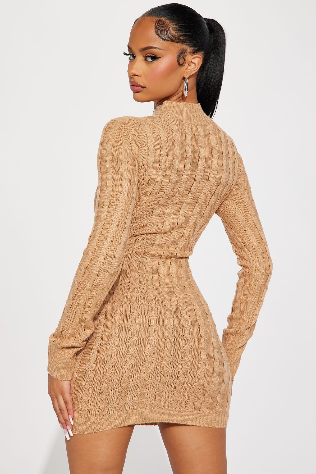 Cari Cable Knit Mini Dress - Tan sold by Fashion Nova product image thumbnail 3