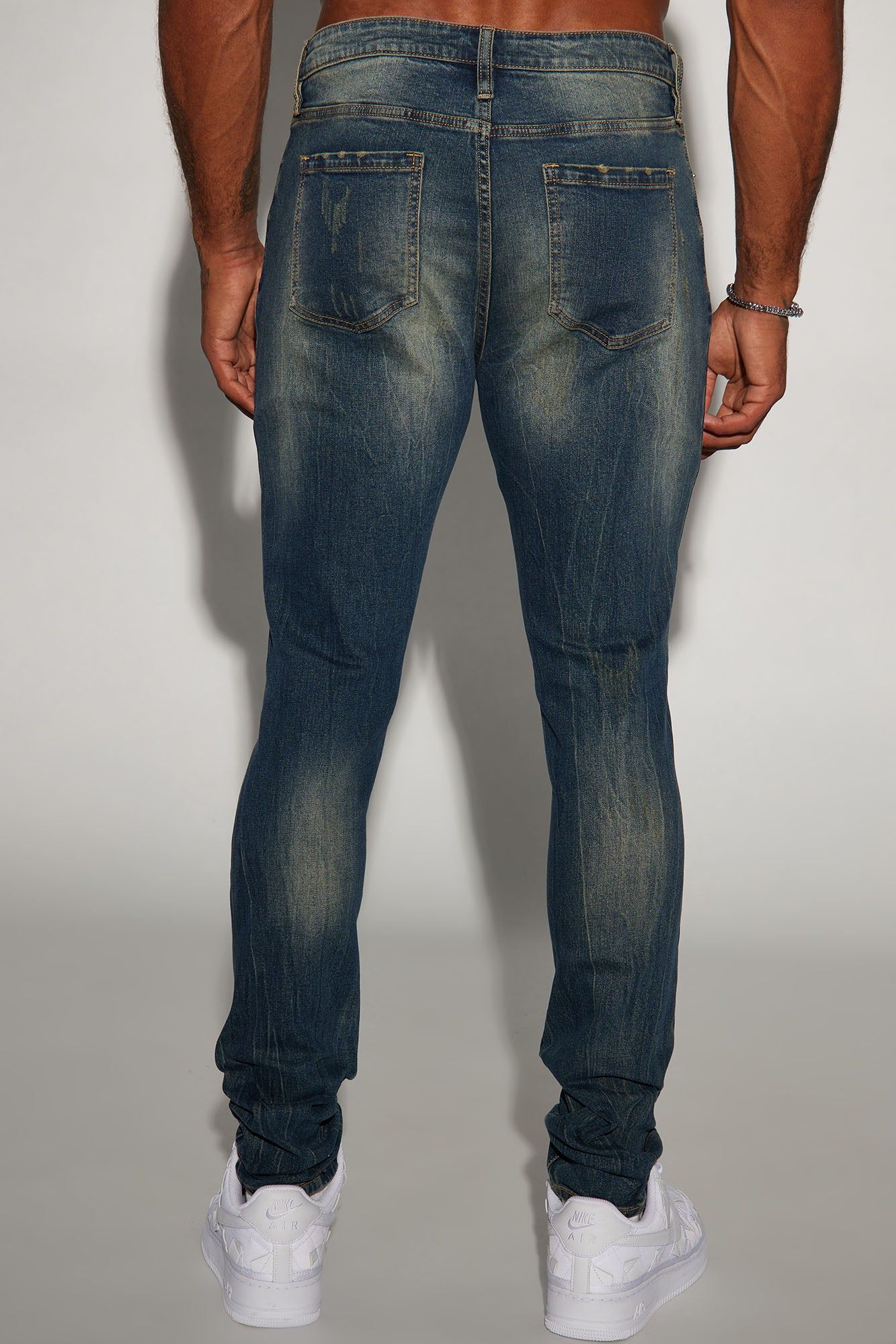 High Times Distressed Stacked Skinny Jeans - Vintage Blue Wash sold by Fashion Nova product image thumbnail 4