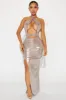 Alexis Metallic Maxi Dress - Gold sold by Fashion Nova