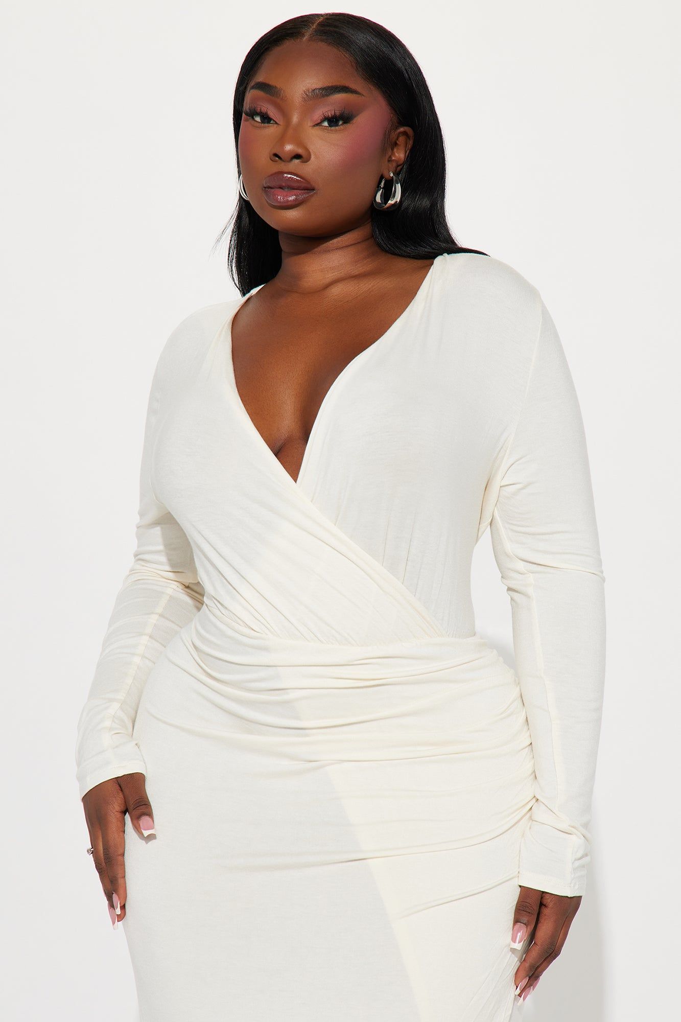 Claire Ruched Midi Dress - Cream sold by Fashion Nova product image thumbnail 5