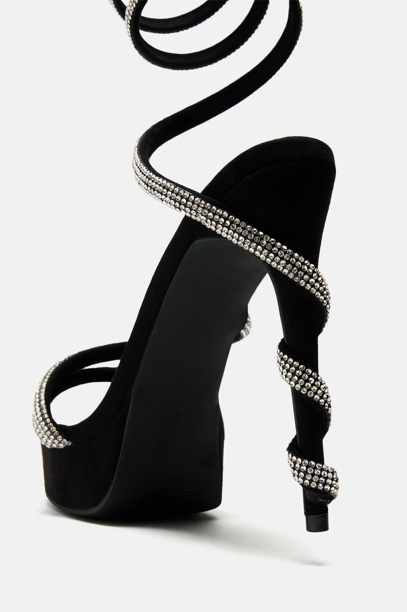 Chasing Me Embellished Wrap Up Heels - Black/Silver sold by Fashion Nova product image thumbnail 5