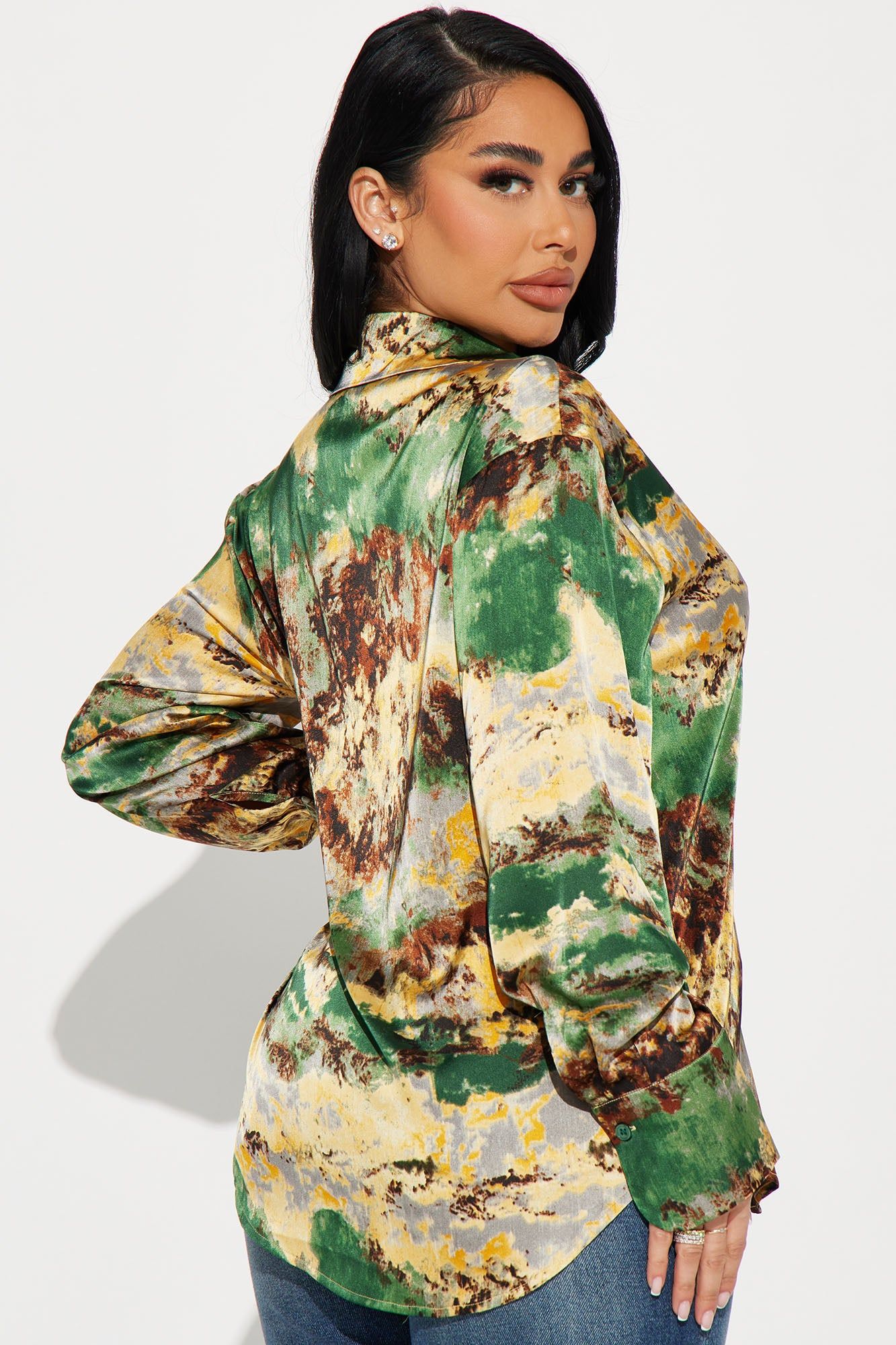 Blending In Satin Shirt - Multi Color sold by Fashion Nova product image thumbnail 3
