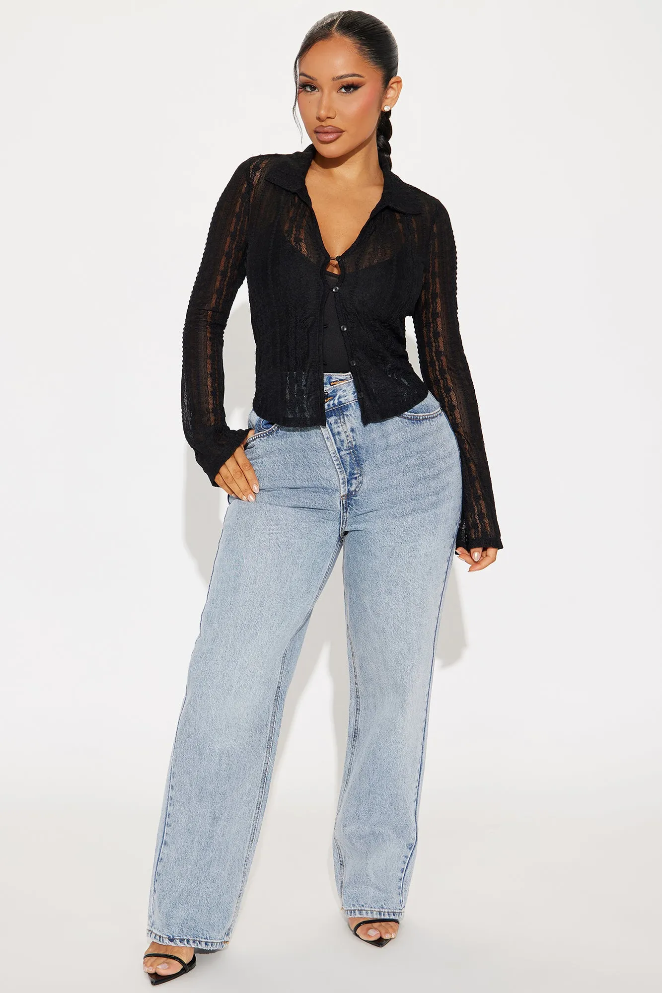 Bianca Lace Shirt - Black sold by Fashion Nova product image thumbnail 2