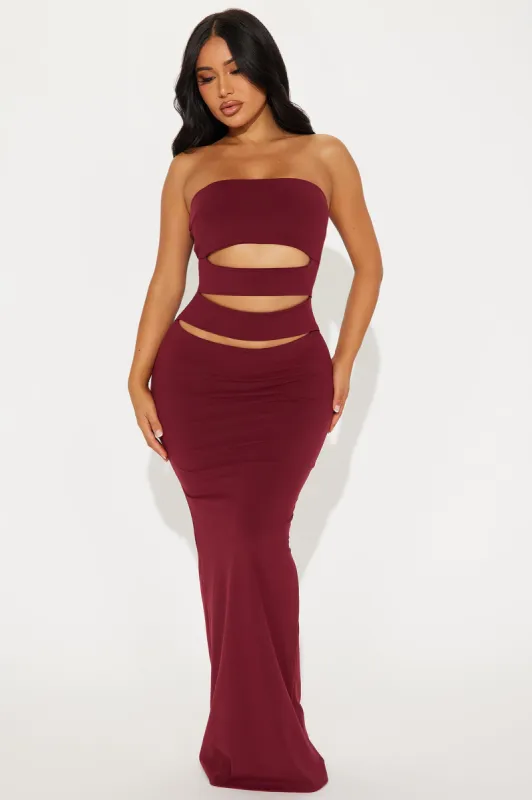Blake Cut Out Tube Maxi Dress - Wine sold by Fashion Nova