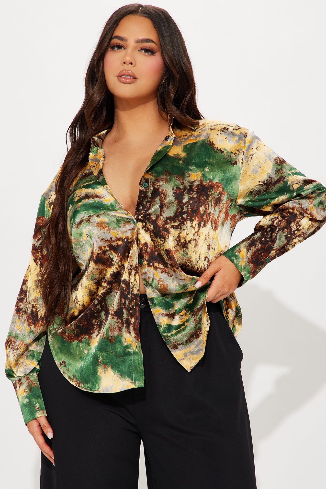 Blending In Satin Shirt - Multi Color sold by Fashion Nova product image thumbnail 4