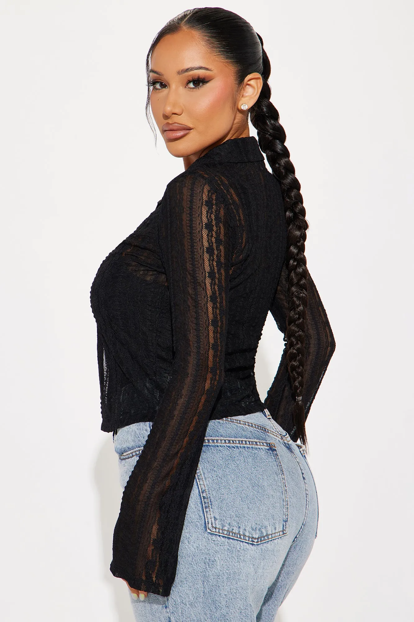 Bianca Lace Shirt - Black sold by Fashion Nova product image thumbnail 3