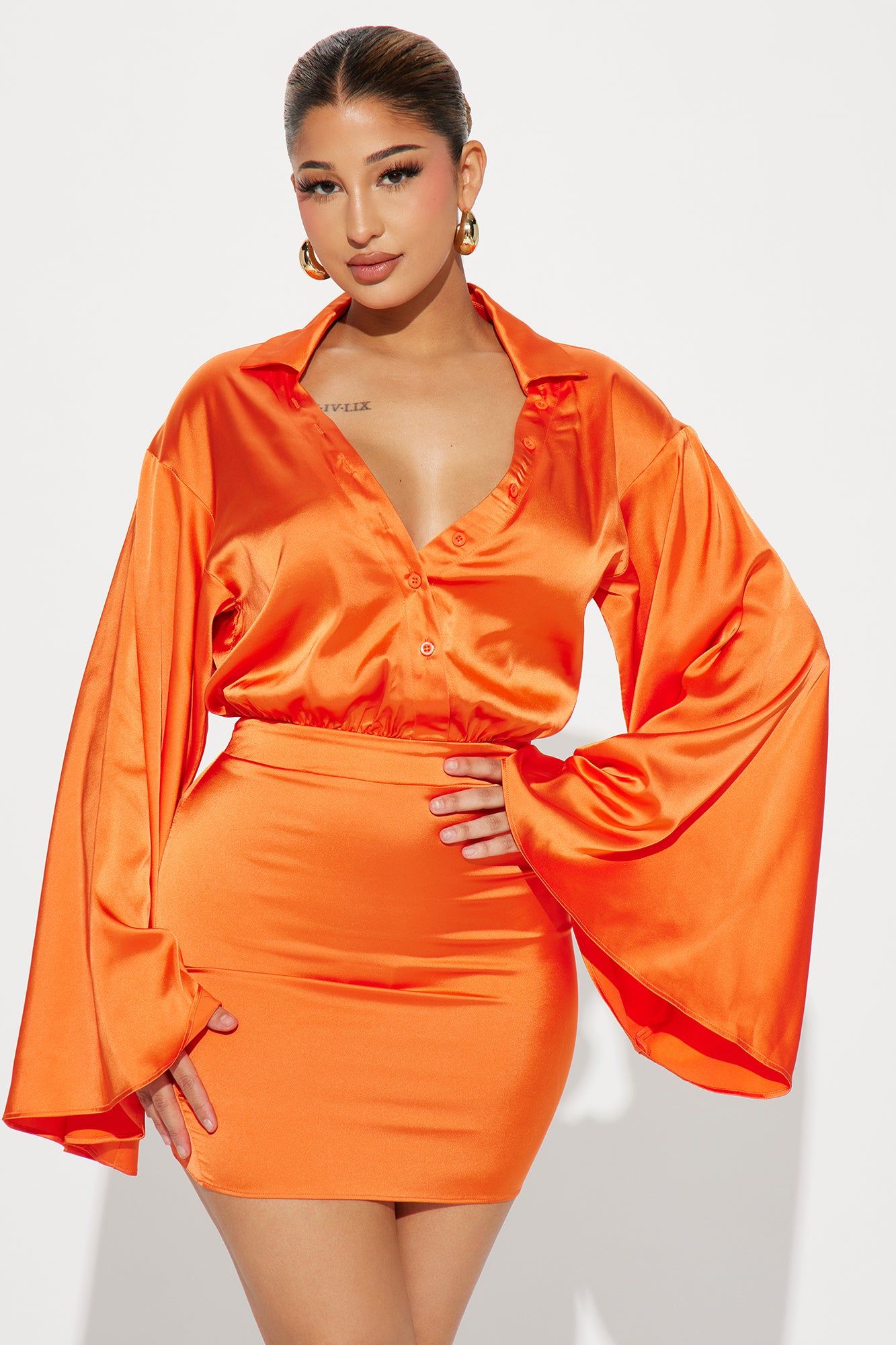 Bethany Satin Mini Dress - Orange sold by Fashion Nova