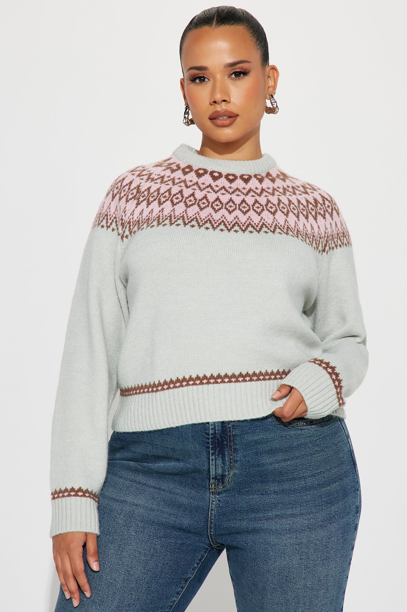 Always Sweater Weather Sweater - Grey/combo sold by Fashion Nova product image thumbnail 4