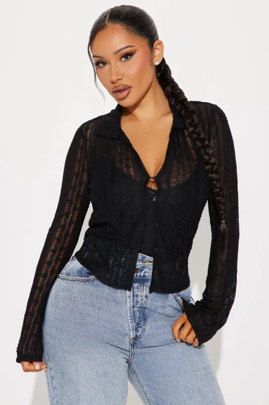 Bianca Lace Shirt - Black sold by Fashion Nova