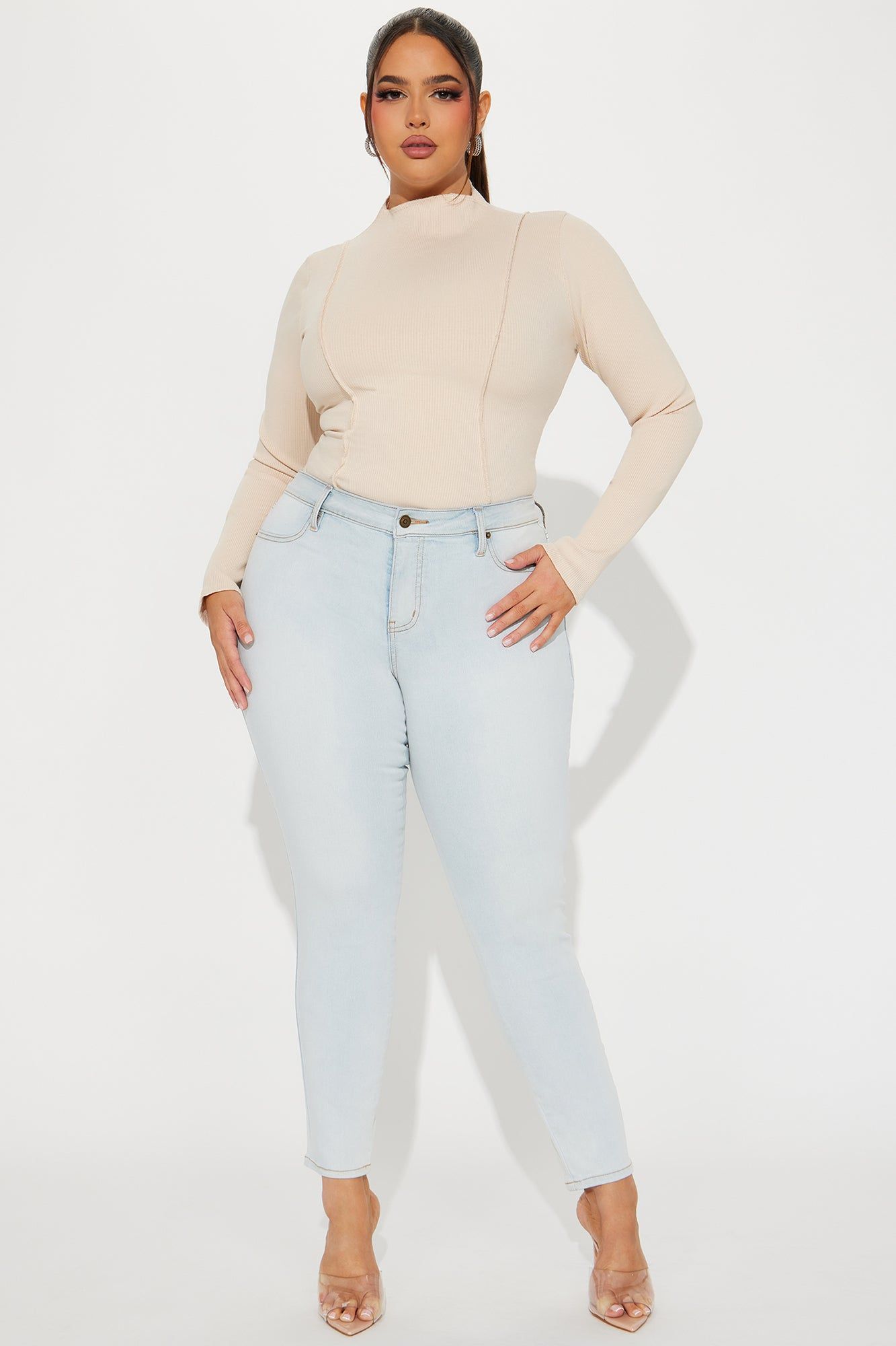 Flexing On You Soft Stretch Skinny Jeans - Bleach Blue Wash sold by Fashion Nova product image thumbnail 5