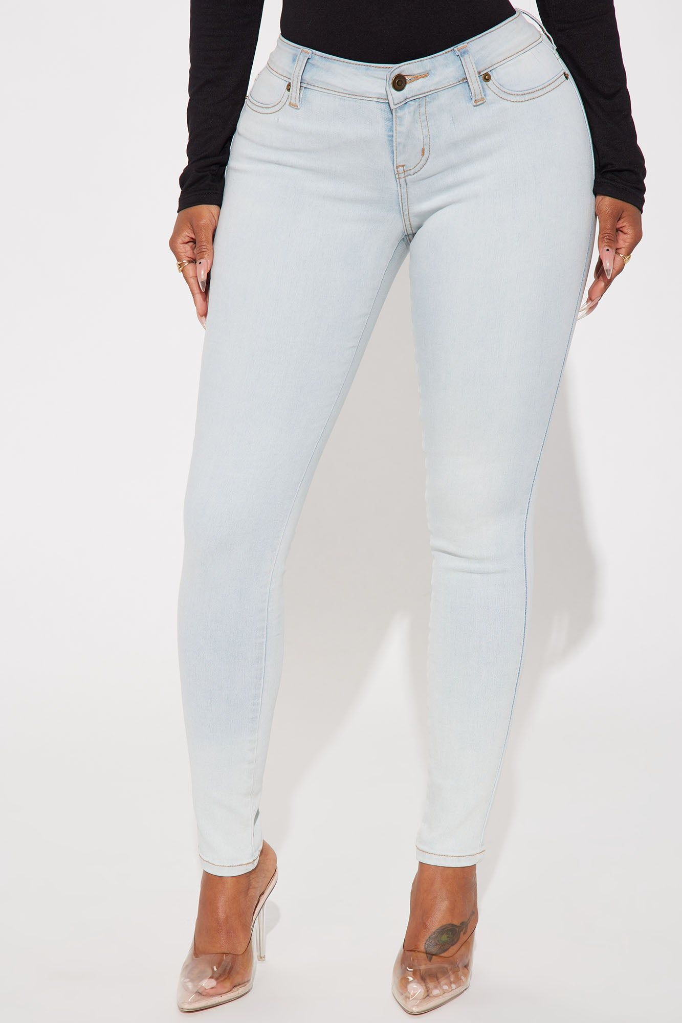 Flexing On You Soft Stretch Skinny Jeans - Bleach Blue Wash sold by Fashion Nova product image thumbnail 2