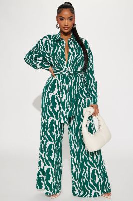 Safari Vibes Jumpsuit - Green/combo sold by Fashion Nova