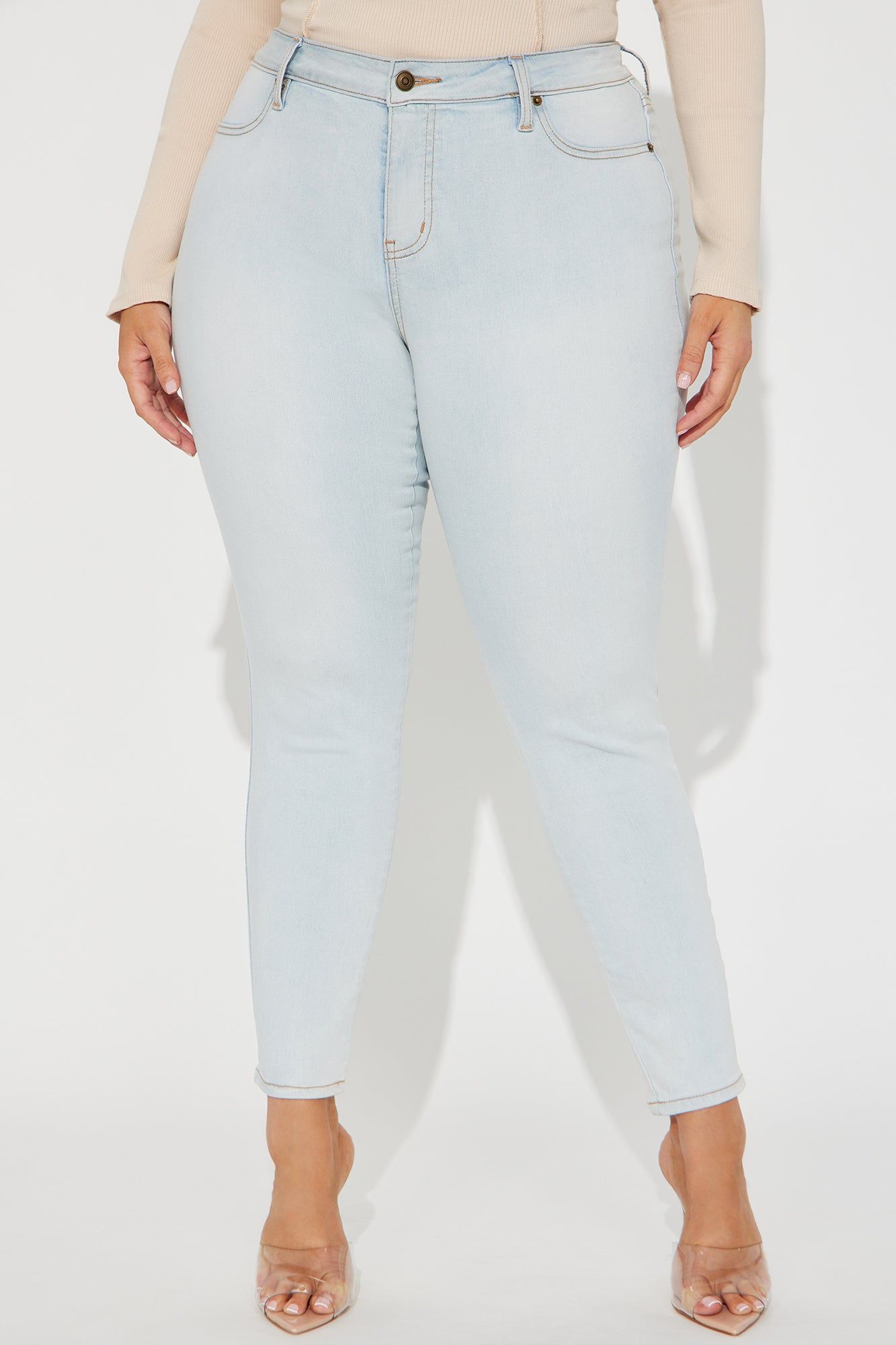Flexing On You Soft Stretch Skinny Jeans - Bleach Blue Wash sold by Fashion Nova product image thumbnail 6