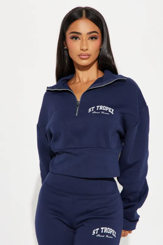 St. Tropez Polo Sweatshirt - Navy sold by Fashion Nova