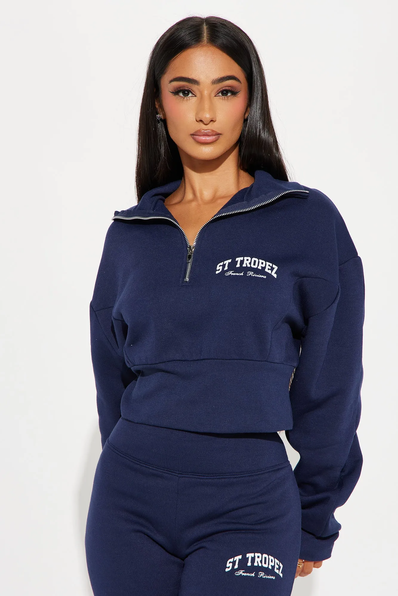 St. Tropez Polo Sweatshirt - Navy sold by Fashion Nova
