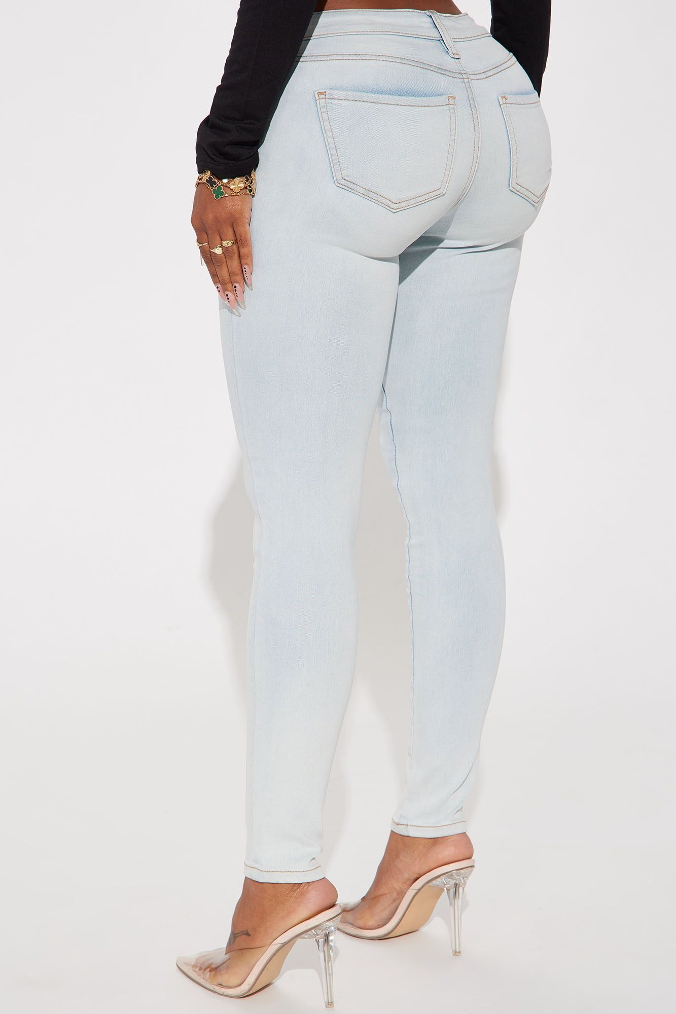 Flexing On You Soft Stretch Skinny Jeans - Bleach Blue Wash sold by Fashion Nova product image thumbnail 4