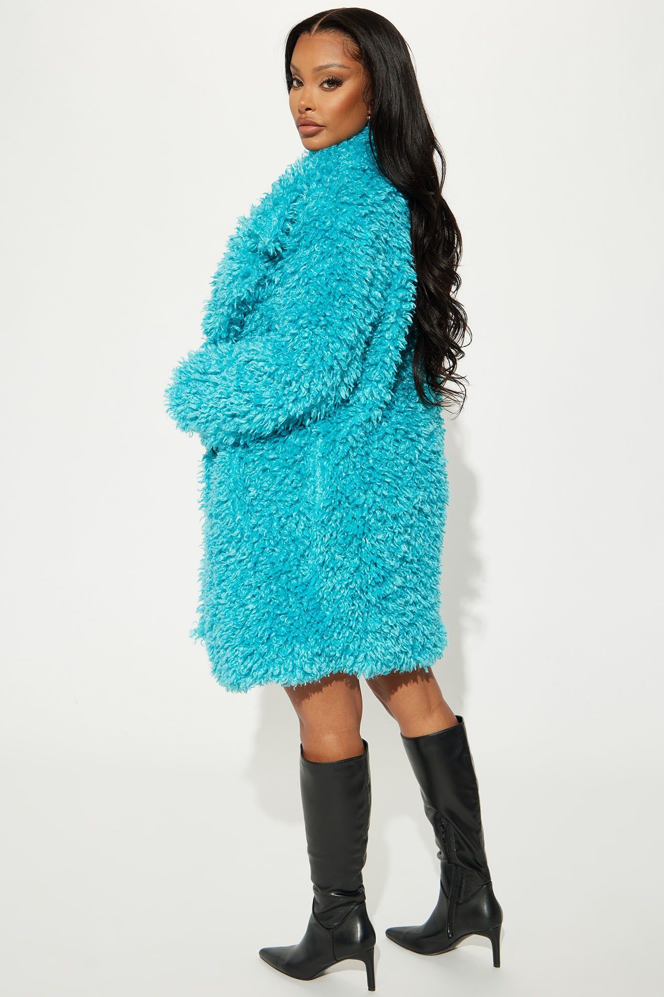 Kind Of A Big Deal Sherpa Coat - Aqua sold by Fashion Nova product image thumbnail 3