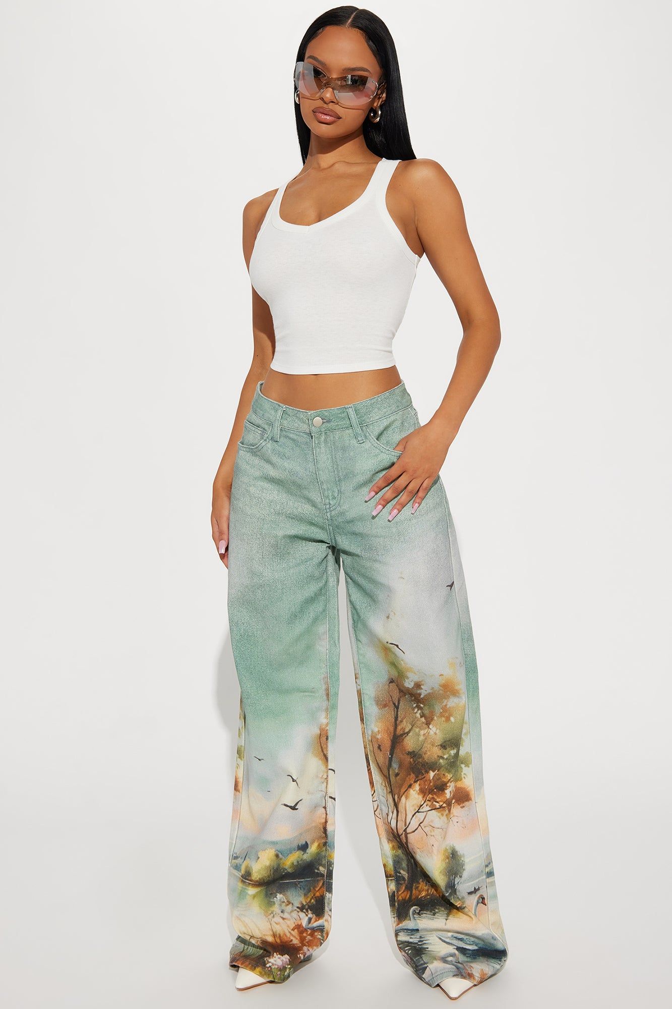Serene Scene Wide Leg Jeans - Light Blue sold by Fashion Nova