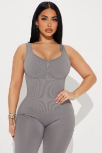 Core Strength Seamless Ribbed Active Jumpsuit - Charcoal sold by Fashion Nova