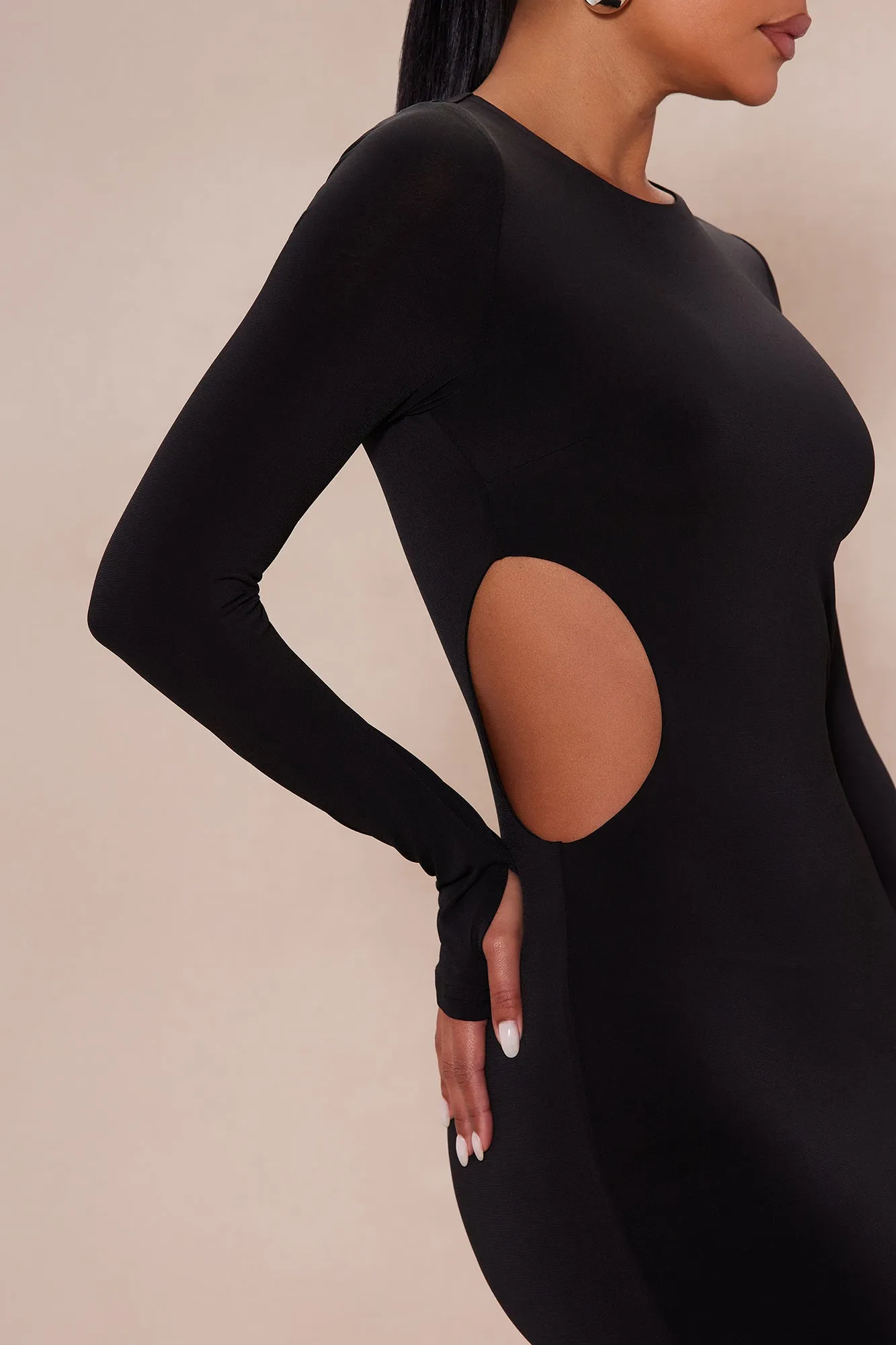 Lennox Double Lined Cut Out Knit Mini Dress - Black sold by Fashion Nova product image thumbnail 3