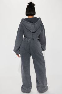 On The Go Fleece Pant Set - Charcoal sold by Fashion Nova