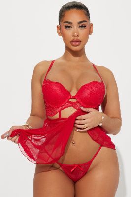 Secret Kisses Mesh Babydoll - Red sold by Fashion Nova