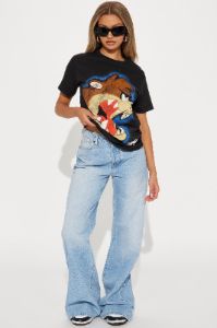 Tasmanian Devil Jumbo Print Tee - Black sold by Fashion Nova