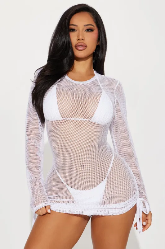 Island Beach Fishnet Cover Up - White sold by Fashion Nova