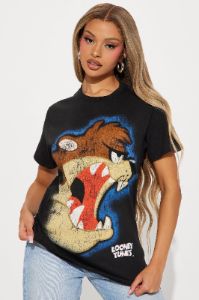 Tasmanian Devil Jumbo Print Tee - Black sold by Fashion Nova