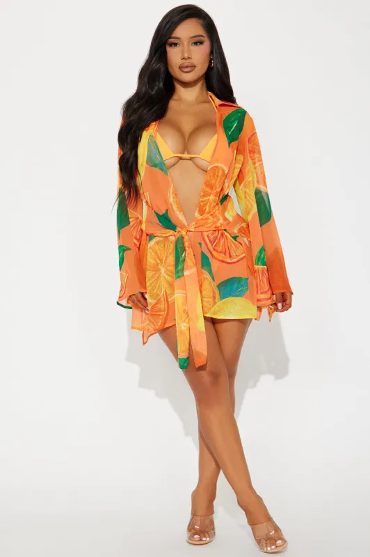 Yacht Babe Cover Up - Orange/combo sold by Fashion Nova