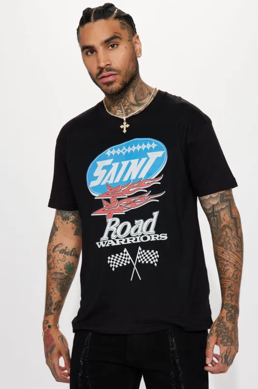 Saint Road Warriors Short Sleeve Tee - Black sold by Fashion Nova