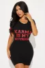 Karma Is My Boyfriend PJ Sleep Shirt - Black/Red sold by Fashion Nova