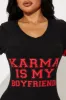 Karma Is My Boyfriend PJ Sleep Shirt - Black/Red sold by Fashion Nova