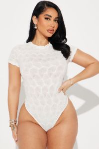 Bri Textured Bodysuit - Off White sold by Fashion Nova