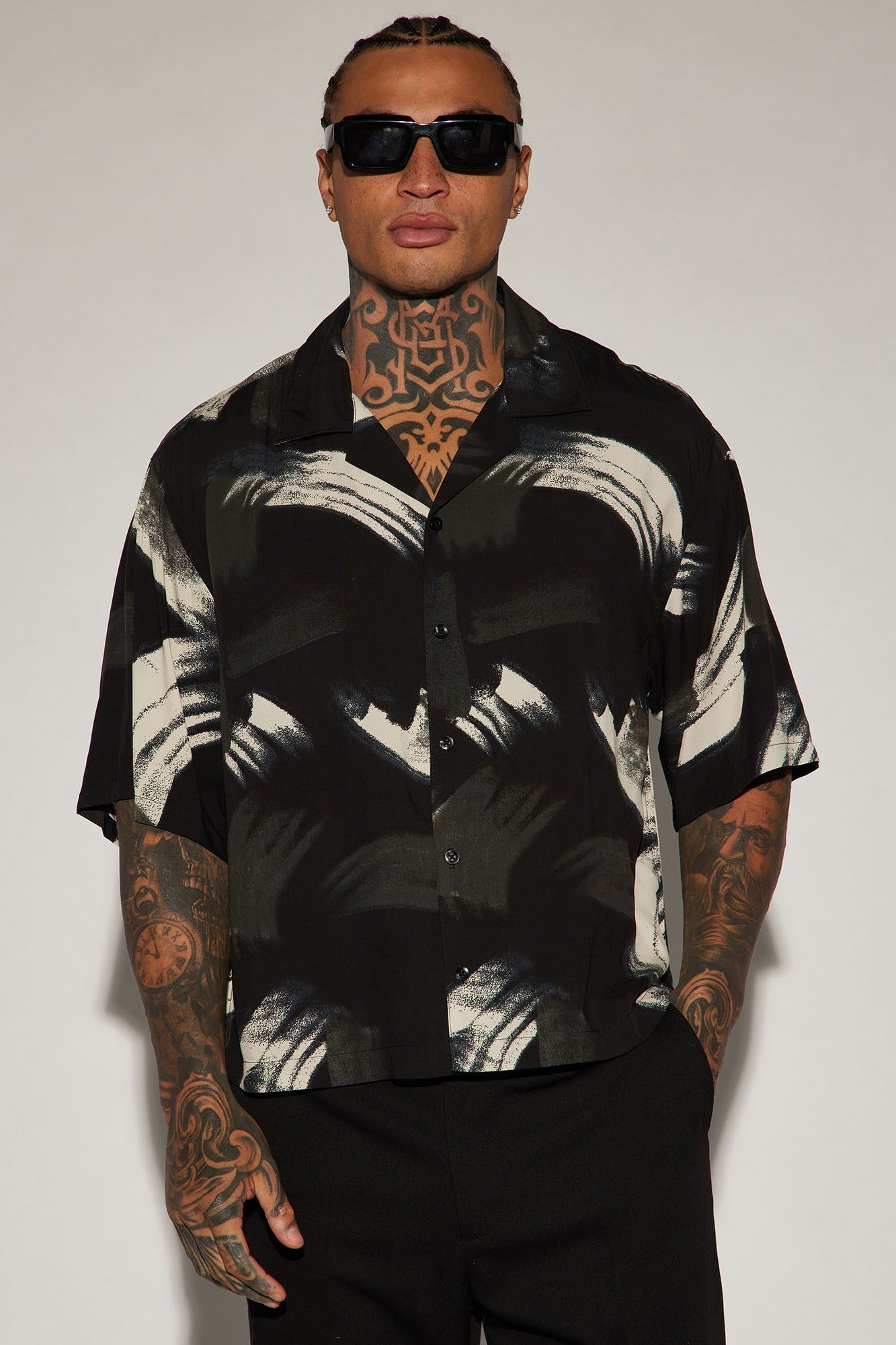 Getaway Button Up Shirt - Black/White sold by Fashion Nova