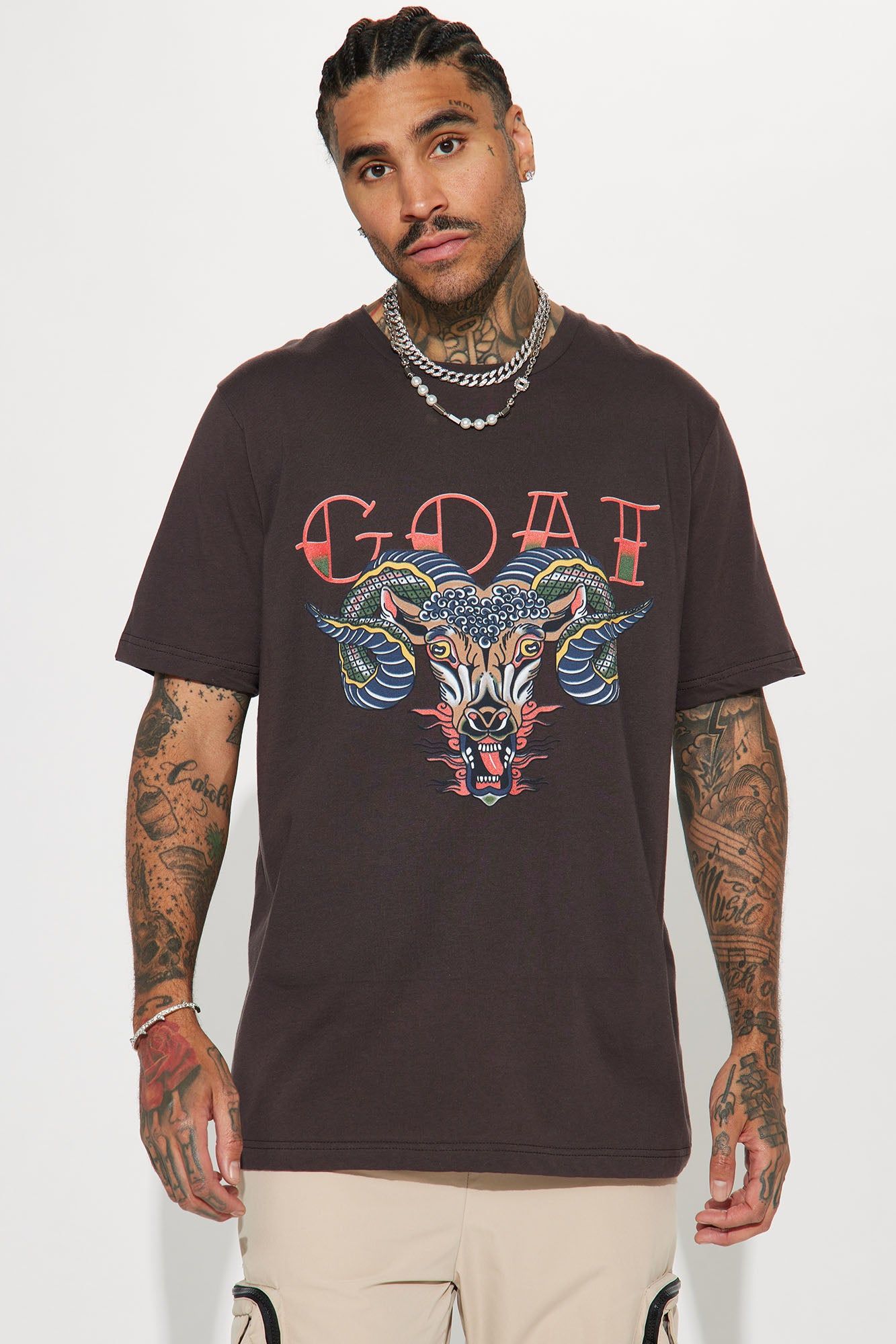 American GOAT Short Sleeve Tee - Brown sold by Fashion Nova