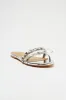 Rhea Metallic Rhinestone Sandals - Silver sold by Fashion Nova
