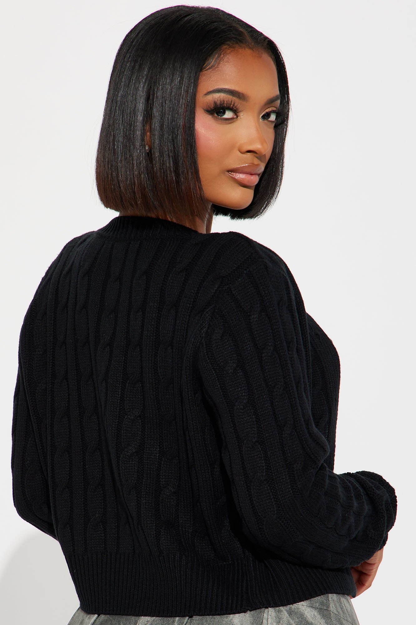 Delphi Cable Knit Cardigan - Black sold by Fashion Nova product image thumbnail 3
