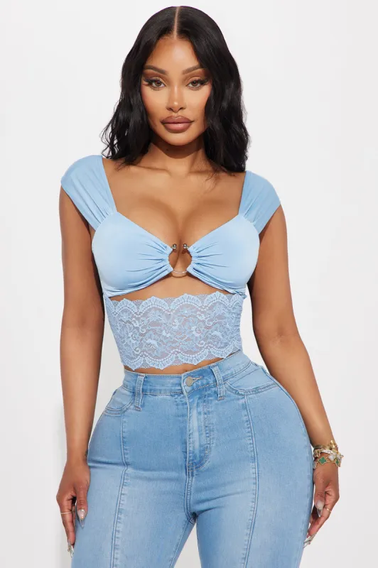 Savannah Lace Top - Blue sold by Fashion Nova